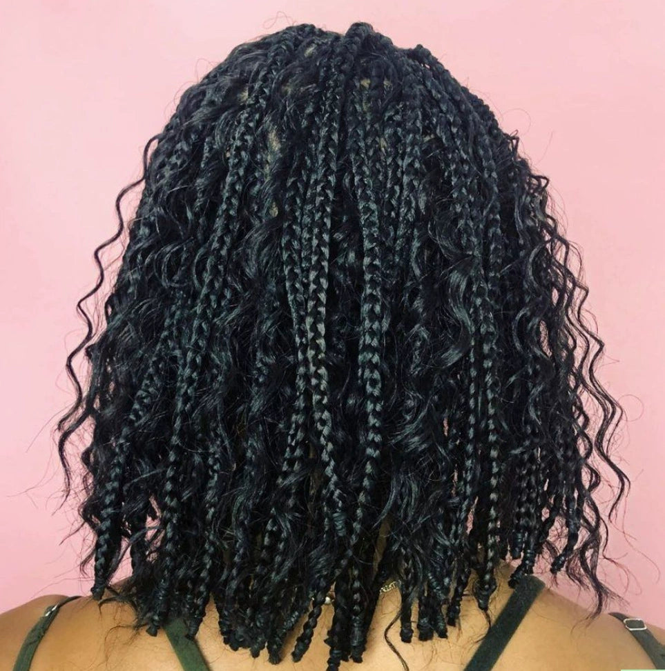 Women's Short Curly Hair Elastic Net Headband Box Braid Wig