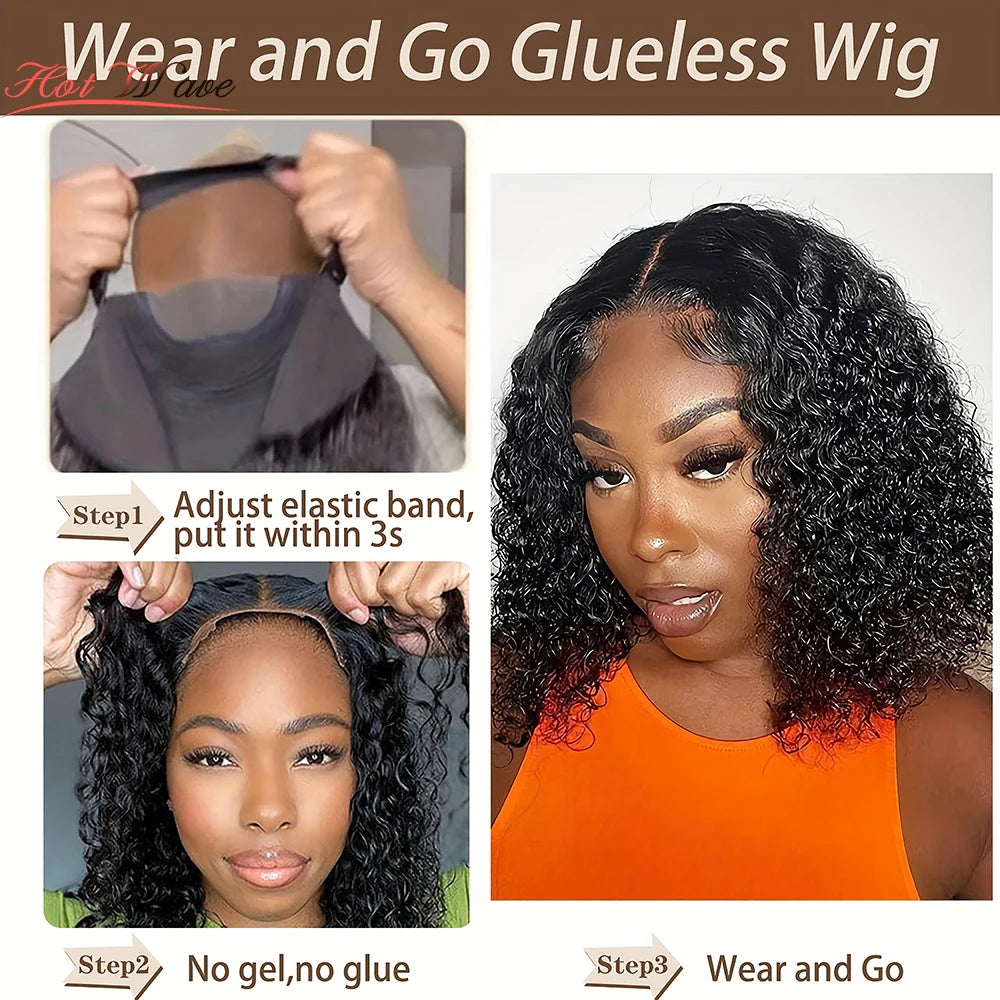 Wear and Go Glueless Wigs Human Hair Pre Plucked Deep Wave Bob Wig 7x6 Lace Front Wigs for Beginners Upgraded No Glue Pre Cut