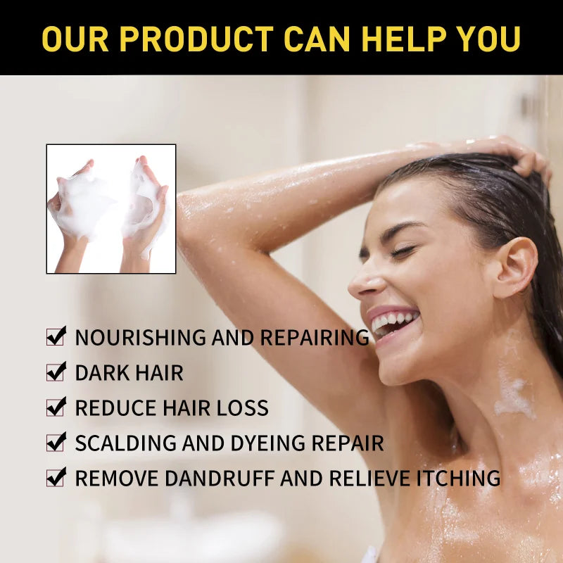 White To Black Shampoo Anti Hair Loss Natural Plant Polygonum Essence Oil Control Nourishing Scalp Shampoo for Men Women 100ml